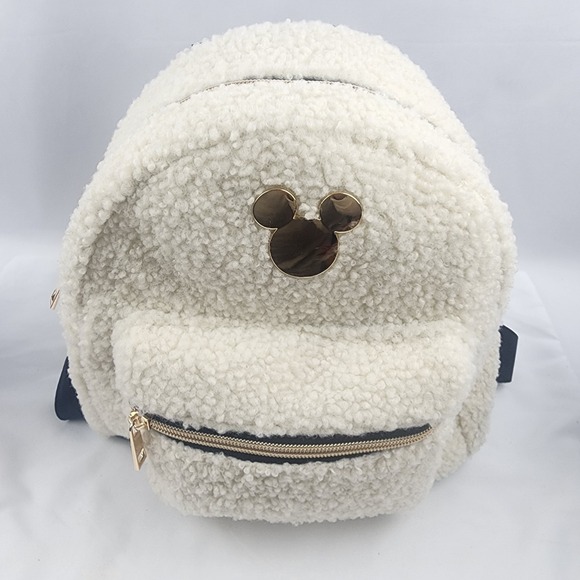 Disney Handbags - Disney White Sherpa Mickey Mouse Mini Backpack Bag Travel Pack Purse School Book